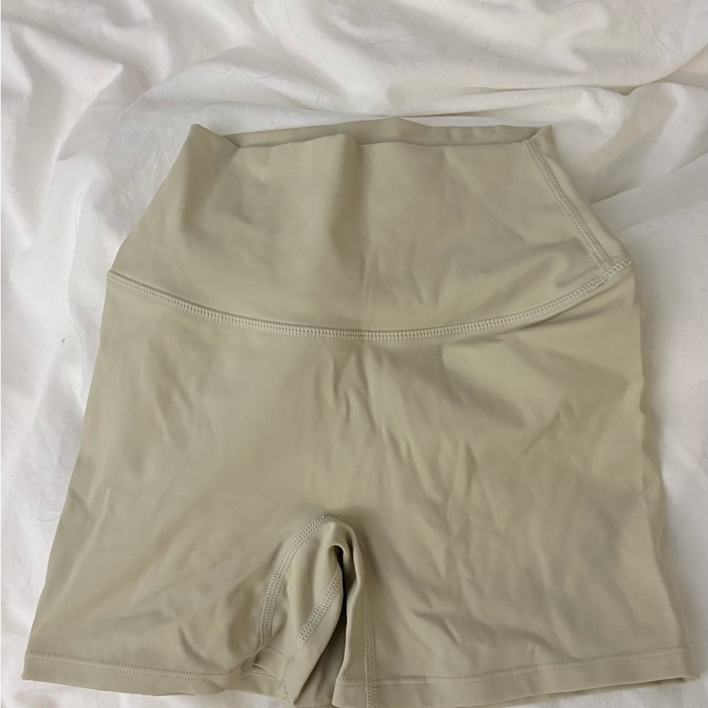 Crop Shop Boutique High-Waist Bike Shorts in Light Taupe